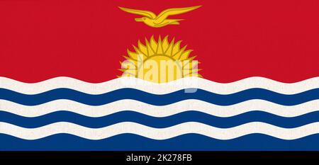 Drapeau de Kiribati. Drapeau national de Kiribati sur la surface du tissu Banque D'Images