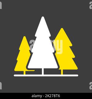 Icône de glyphe de vecteur de forêt de conifères. Signe de la nature Banque D'Images