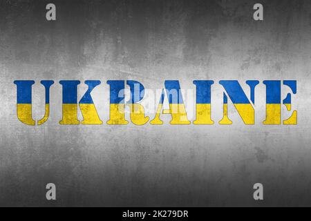 Étiquette Ukraine sur les couleurs du drapeau grunge Banque D'Images