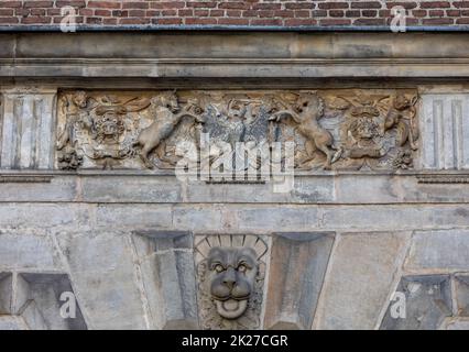 Gdansk, Pologne. Les façades des maisons patriciennes restaurées de GdaÅ„sk dans le long marché Banque D'Images