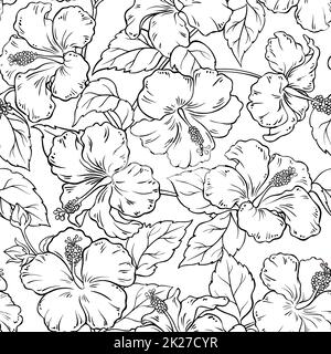 motif hibiscus sans coutures Banque D'Images