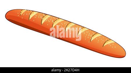 Pain de baguette fraîchement cuit réaliste sur fond blanc - Vector Banque D'Images