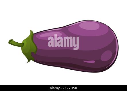 Aubergine fraîche réaliste isolée sur fond blanc - Vector Banque D'Images