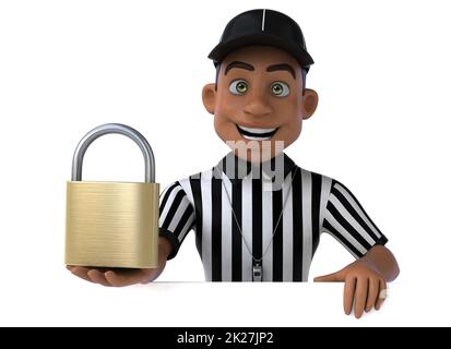 Illustration 3D amusante d'un arbitre américain Banque D'Images