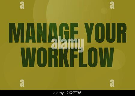 Affiche gérer votre flux de travail. L'organisation et la gestion de Word for Workforce pour améliorer la productivité des bureaux Line Illustrated Backgrounds avec diverses formes et couleurs. Banque D'Images