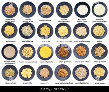 ensemble de vue de dessus de divers plats bouillis avec des noms Banque D'Images