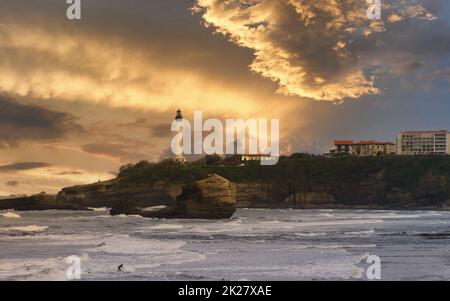 Phare de la Pointe Saint Martin - Phare de Biarritz Banque D'Images