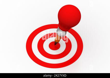 le concept créatif de l'ampoule touche l'icône de la cible Banque D'Images