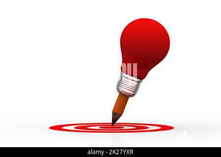 le concept créatif de l'ampoule touche l'icône de la cible Banque D'Images