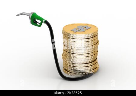 pompe à gaz avec pièces en dollars Banque D'Images