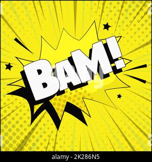 Inscription au zoom bande dessinée BAM sur fond coloré - Vector Banque D'Images