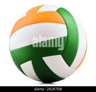 Volley-ball en cuir isolé sur fond blanc Banque D'Images