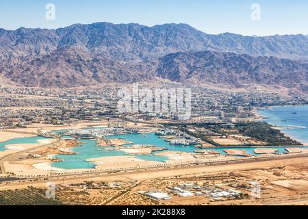 Aqaba Akaba Jordanie vue aérienne photo ville Mer Rouge Aqaba Voyage Banque D'Images