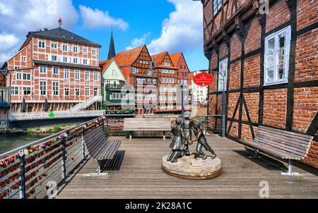 Allemagne, ville hanséatique - bâtiments historiques à Lüneburg, Basse-Saxe, brique gothique architecture médiévale - marché de pierre Banque D'Images