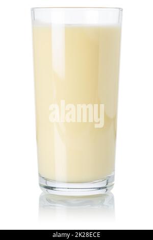Jus de fruits à smoothie à la banane boisson Milk shake Milk shake dans un verre isolé sur blanc Banque D'Images