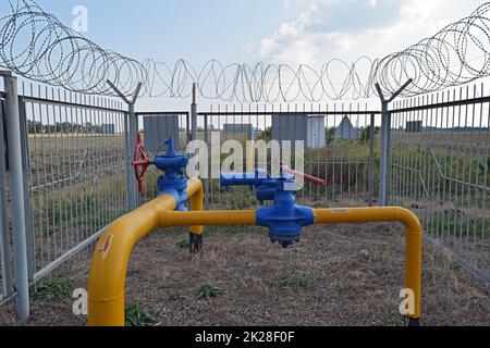 Le loquet situé sur le pipeline de gaz métro Banque D'Images