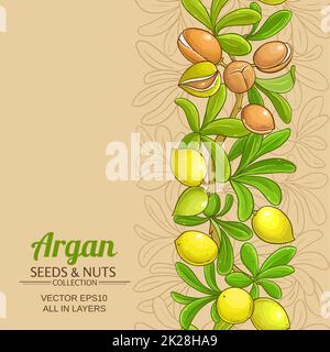 l'argan branche le motif vectoriel sur l'arrière-plan couleur Banque D'Images