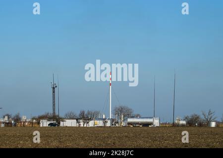 Station de séparation pour le traitement du pétrole et du gaz. Équipement de pétrole et de gaz. Banque D'Images