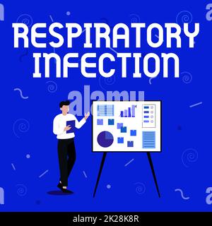 Signe d'écriture de la main infection respiratoire. Concept signifiant toute maladie infectieuse qui affecte directement l'homme d'affaires respiratoire normal dessin debout présentant des idées pour leur succès. Banque D'Images