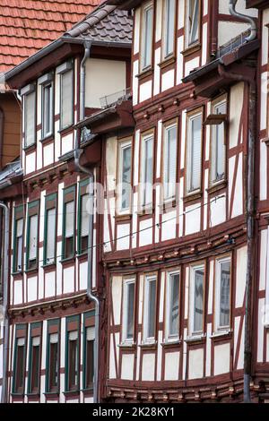 Maisons pittoresques à Bad Sooden Allendorf dans la vallée de Werra en Allemagne Banque D'Images