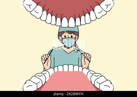 Concept de dentiste travaillant en stomatologie Banque D'Images