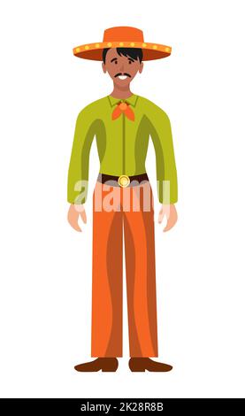 Homme dans des vêtements folkloriques mexicains de fête - Vector Banque D'Images