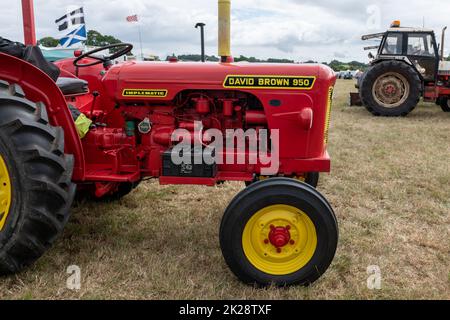 Ilminster.Somerset.United Kingdom.August 21st 2022.A restored David Brown 950 is on display at a Yesterdays Farming event Stock Photo