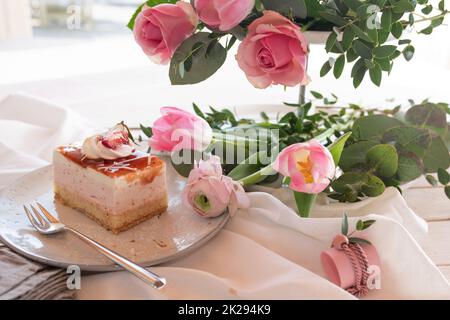 Café et gâteau pour la fête des mères Banque D'Images