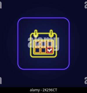 Magnifique icône de calendrier au néon coloré et élégant - Vector Banque D'Images