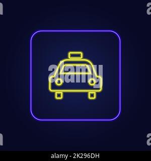 Magnifique icône en forme de taxi au néon coloré et élégant - Vector Banque D'Images