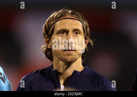 ZAGREB, CROATIE - SEPTEMBRE 22: Luka Modric de Croatie avant la Ligue des Nations de l'UEFA Un match du Groupe 1 entre la Croatie et le Danemark au Stadion Maksimir sur 22 septembre 2022 à Zagreb, Croatie. Photo: Goran Stanzl/PIXSELL Banque D'Images