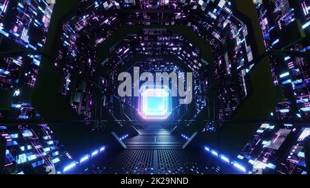 À l'intérieur de Digital Wiring Network tunnel Sci-fi Banque D'Images