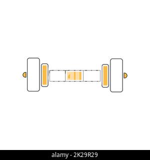 Élégante ligne fine icône sport haltère isolée sur fond blanc - Vector Banque D'Images