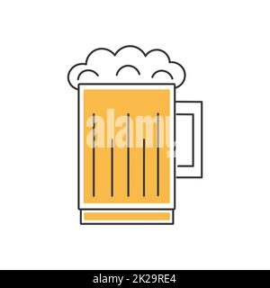 Élégante icône en forme de ligne fine représentant un verre à bière sur fond blanc - Vector Banque D'Images