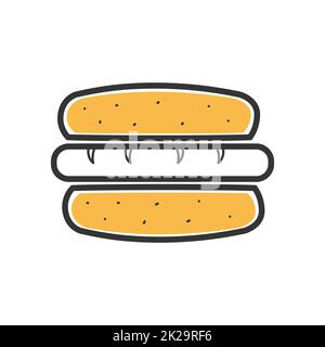 Icône élégante en forme de hamburger à lignes fines isolée sur fond blanc - Vector Banque D'Images