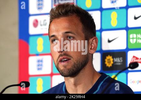 Harry Kane en Angleterre lors de la conférence de presse au Sheraton San Siro, Milan. Date de la photo: Jeudi 22 septembre 2022. Banque D'Images