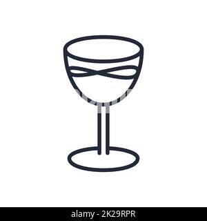 Élégante icône en forme de ligne fine d'un verre de vin sur fond blanc - Vector Banque D'Images