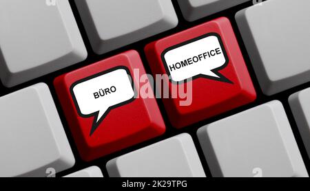 Clavier d'ordinateur : Office et Home Office allemand - 3D illustration Banque D'Images