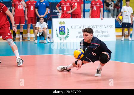 Montesilvano, Pescara, Italie. 22nd septembre 2022. En action pendant le Championnat d'Europe de Volleyball CEV U20 2022 à Montesilvano (Credit image: © Elena Vizoca/Pacific Press via ZUMA Press Wire) Banque D'Images