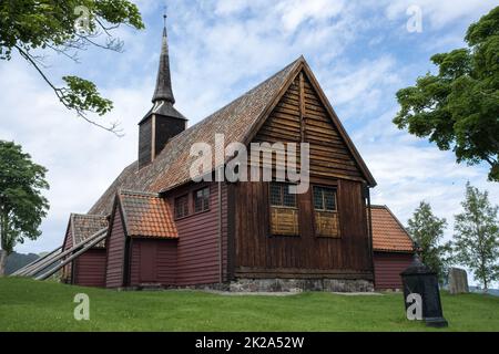 Kvernes, Norway - July 03, 2022: Kvernes Stave Church is a former parish church of the Church of Norway in Averoy Municipality in More og Romsdal coun Stock Photo