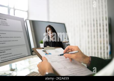 Webémission sur les entretiens d'embauche virtuels Banque D'Images
