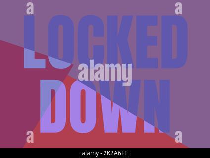Affichage conceptuel verrouillé. Mesure d'urgence d'approche commerciale montrant empêché de zone restreinte arrière-plan illustré par la ligne avec diverses formes et couleurs. Banque D'Images