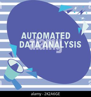 Légende conceptuelle analyse automatique des données. Prise de décision automatique basée sur le Big Data Megaphone Drawing dans le cadre d'une annonce de création de cloud de chat. Banque D'Images