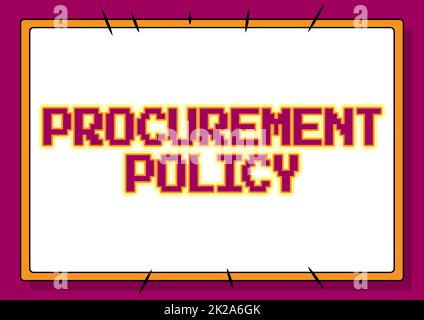Politique d'approvisionnement en texte manuscrite. La photo conceptuelle régit le choix des fournisseurs utilisés pour informer leurs fournisseurs Fonds illustrés Line avec différentes formes et couleurs. Banque D'Images