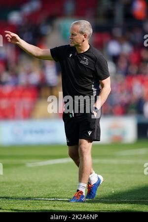 Dave Walder, entraîneur en chef du Falcon de Newcastle, lors du match de la première compagnie Gallagher au stade Mattioli Woods Welford Road, à Leicester. Date de la photo: Samedi 17 septembre 2022. Banque D'Images