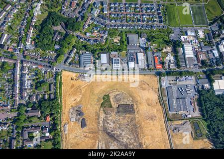 Vue aérienne de l'ancienne piste de trotting Recklinghausen avec Blitzkuhlenstraße adjacent, Hillerheide, Recklinghausen, région de Ruhr, Rhénanie-du-Nord-Westphalie Banque D'Images