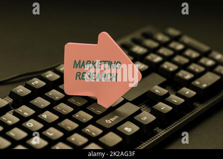 Légende conceptuelle recherche marketing. Photo conceptuelle processus de collecte et d'interprétation de l'information sur la dactylographie en ligne informations de site Web, de montage et de mise à jour du contenu d'eBook Banque D'Images