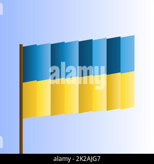 Drapeau de l'Ukraine. Illustration du drapeau de l'Europe sur le mât. Icône patriotique isolée sur fond clair. Drapeau national de couleur bleu et jaune de l'Ukraine. Illustration vectorielle. Banque D'Images