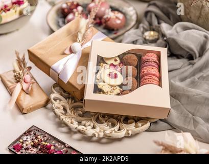 Boîte à desserts festifs Banque D'Images