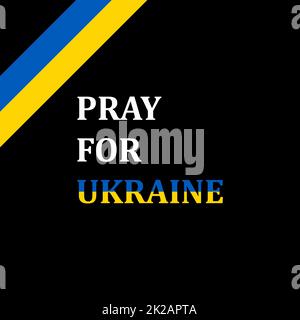 Illustration vectorielle de la prière pour l'Ukraine. Concept sauver l'Ukraine de la Russie et s'il vous plaît arrêter la guerre. Ruban ukrainien de couleur drapeau. Priez pour la paix en Ukraine. Le monde entier priant pour l'Ukraine. Banque D'Images